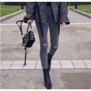 L'Agence Margot Skinny High Rise Nickel Destruct Jeans Size 29